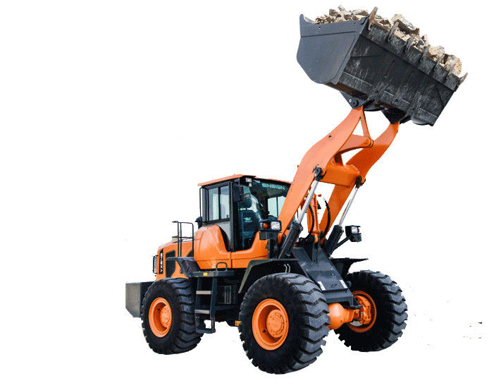 Customised Big Backhoe Wheel Loader , 4WD Steel Yellow Wheeled Backhoe Loader
